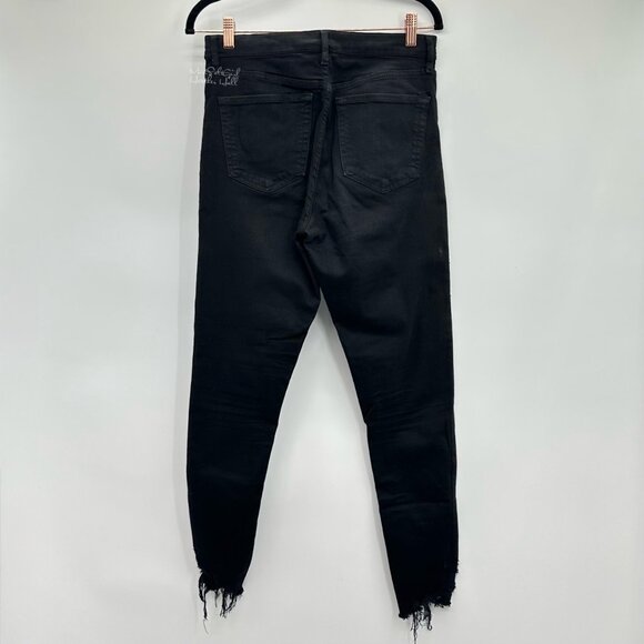 Topshop Jamie Black Shark Bitten Skinny High-Waist Ankle Jeans Size 30 - Picture 4 of 5